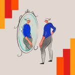 Ilustración conceptual que representa la diferencia entre imagen y reputación en una organización.