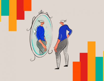 Ilustración conceptual que representa la diferencia entre imagen y reputación en una organización.