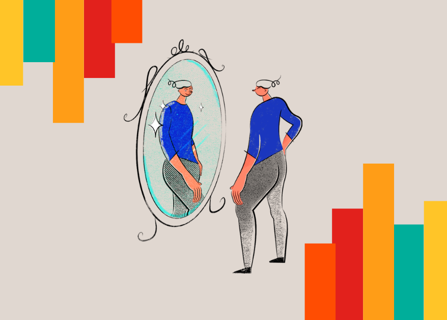 Ilustración conceptual que representa la diferencia entre imagen y reputación en una organización.