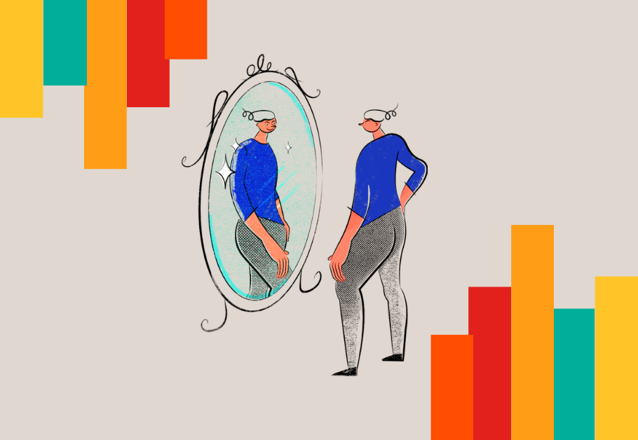 Ilustración conceptual que representa la diferencia entre imagen y reputación en una organización.